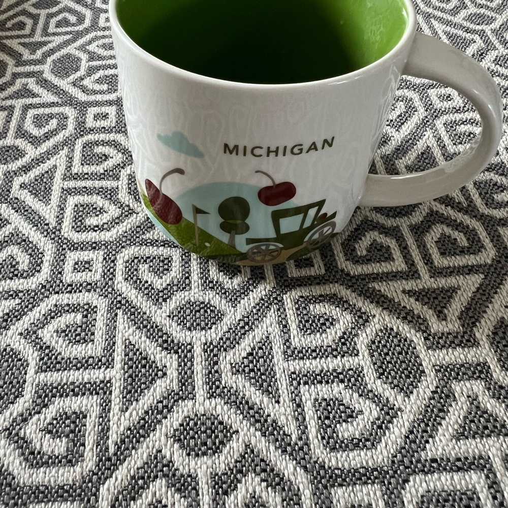 Starbucks Michigan Themed Green Interior Mug. YOU ARE HERE COLLECTION